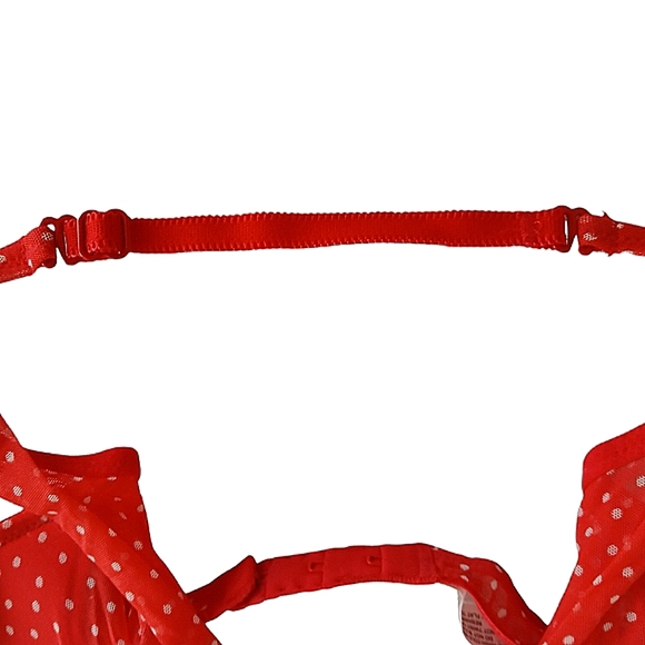 Victoria's Secret Red Polka Dot Lingerie Set Garter Belt Pin Up Size 34B L Retro - Picture 12 of 16